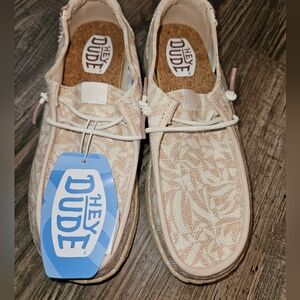 Hey Dude Women's Wendy Espadrille Retro Palm or Tropical slip-on shoe.